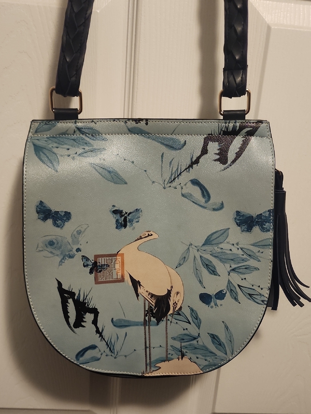 DOGO Ivy Vegan-Stork & Butterfly Crossbody Saddlebag Made in Turkey Minimalist